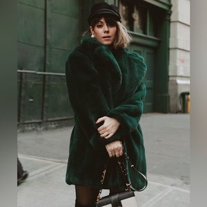 Apparis Sophie Faux Fur Coat - Emerald